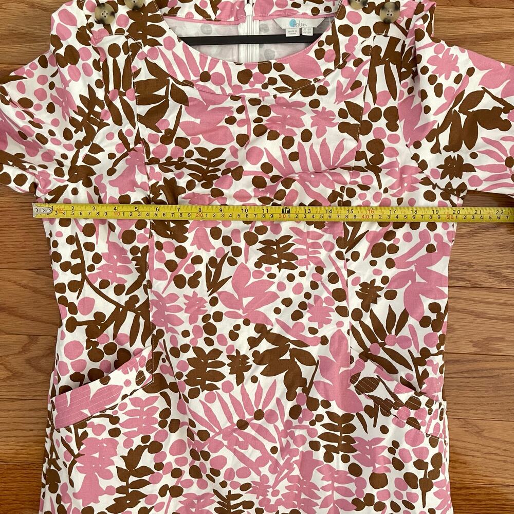 Boden Iona Button Detail Dress Womens 8R Pink Brown Shadow Bloom Casual Floral - Picture 8 of 10
